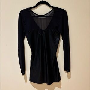 Black Mesh Long Sleeve Top